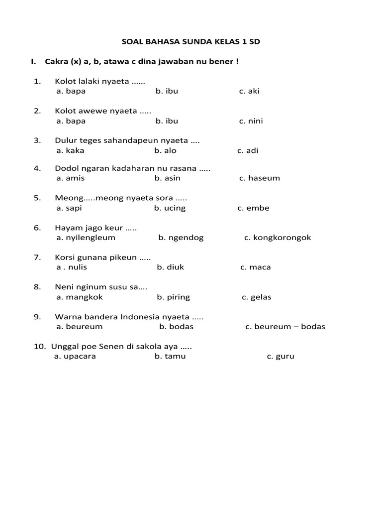3 Rahasia Contoh Soal Kelas 1 Bahasa Sunda tentang Sasatoan yang Jarang Diketahui 2026