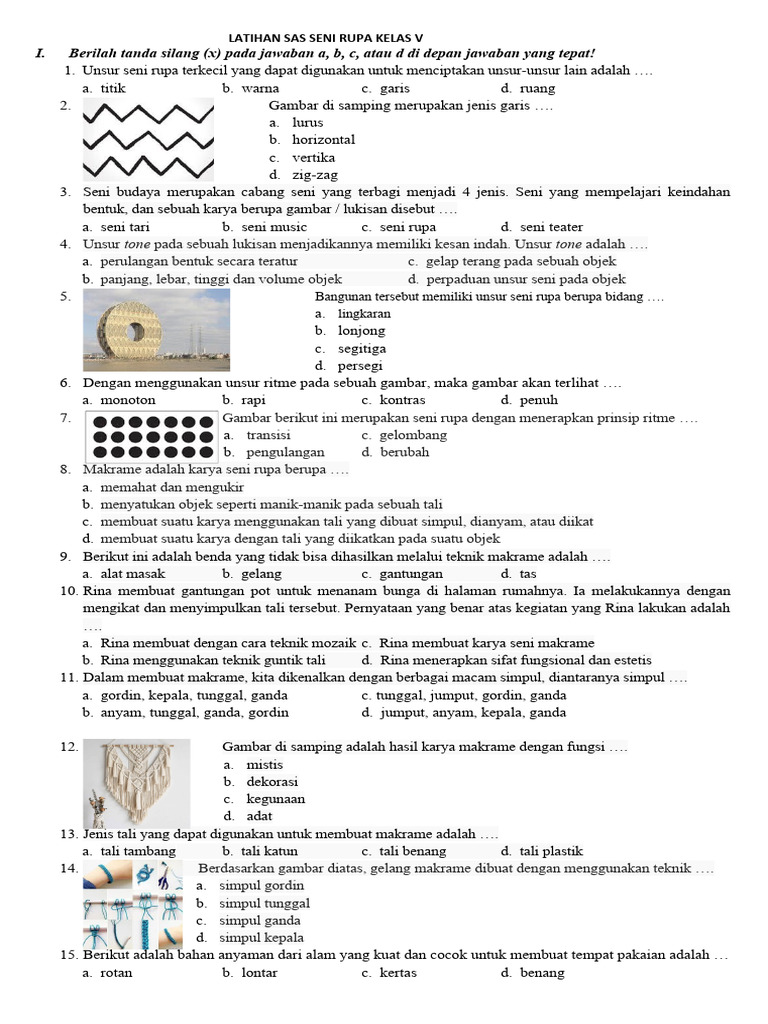 Latihan Soal Seni Rupa Kelas 5 PDF Metode Bahan Ajar
