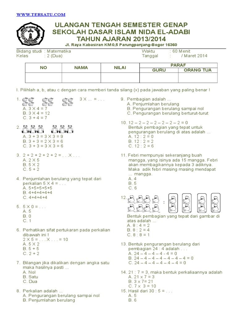 Mengintip Persiapan Akhir Semester Contoh Soal Ujian Matematika dan