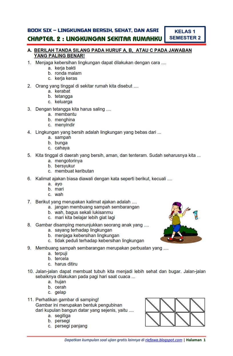 Asyiknya Belajar di Sekolah Kumpulan Contoh Soal Tematik Kelas 1 SD