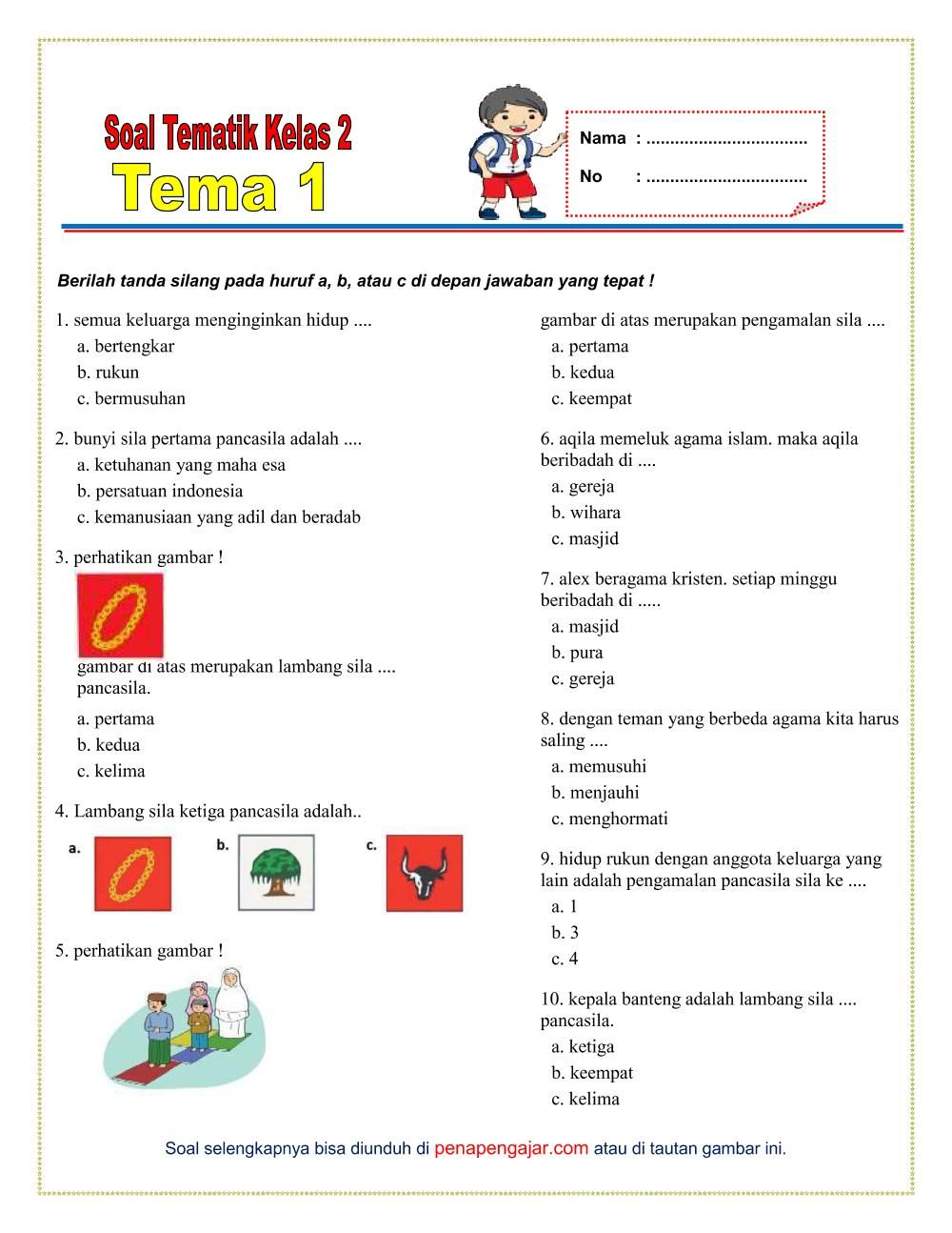 Kumpulan Soal Kelas 2 Kurikulum 2013 - Format Soal
