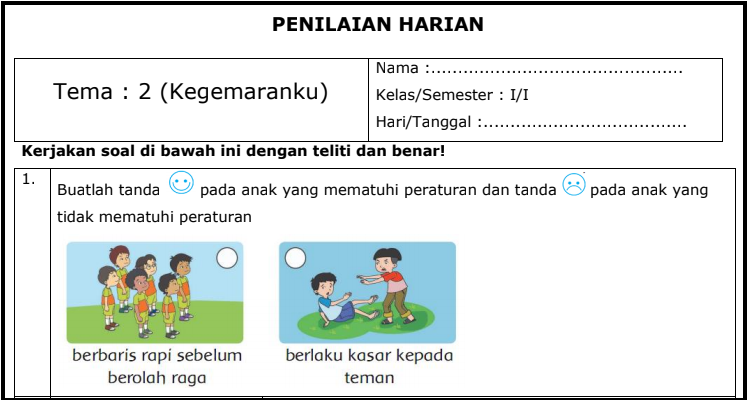7 Rahasia contoh soal ulangan harian kelas 1 semester 1 kurikulum 2013 Wajib Diketahui