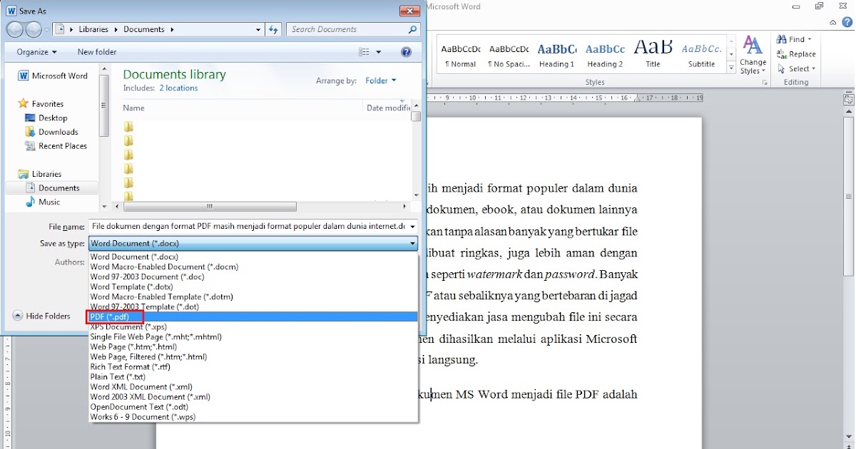Cara Mengubah File Dokumen Word menjadi File PDF di Microsoft Word