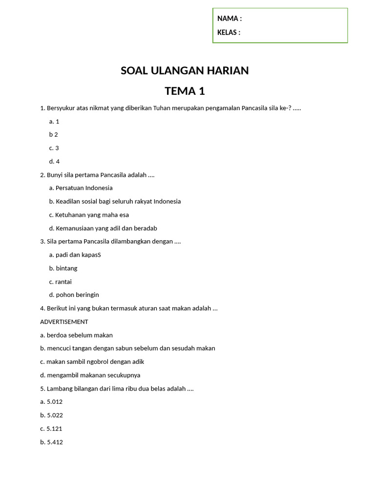 Contoh Soal Ulangan Harian Kelas 3 Tema 1 Ternyata Semudah Ini 5 Trik Jitu Anak Taklukkan Ujian 2026