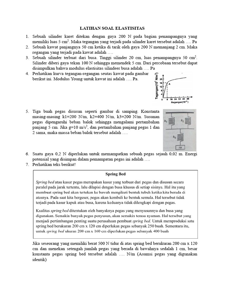Lengkap! Kumpulan Soal-Soal Fisika SMK Kelas X Semester 2 Elastisitas Paling Akurat