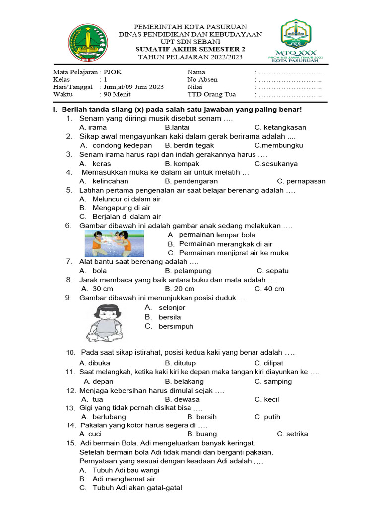 Rahasia Lulus Nilai Sempurna Kumpulan Soal-soal PJOK K13 Kelas 1 Semester 2 SD Terbaru Rahasia Lulus Nilai Sempurna Kumpulan Soal-soal PJOK K13 Kelas 1 Semester 2 SD Terbaru