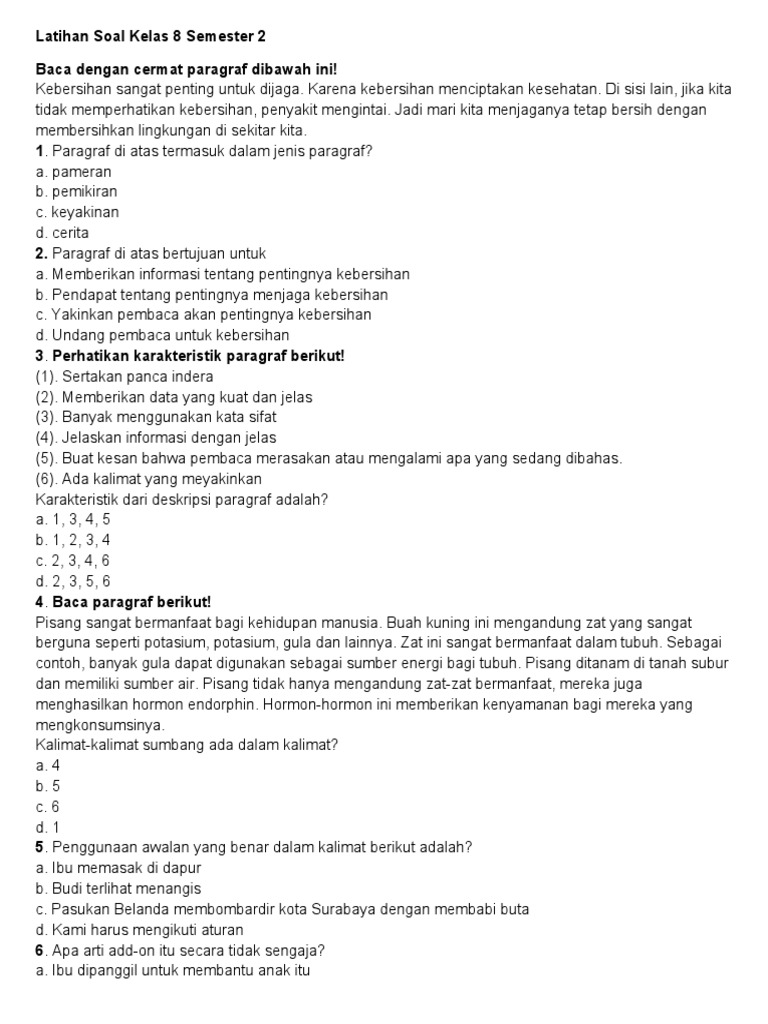Rahasia Nilai Sempurna dengan Kumpulan Soal-Soal Bahasa Indonesia SMP Kelas 8 Semester 2